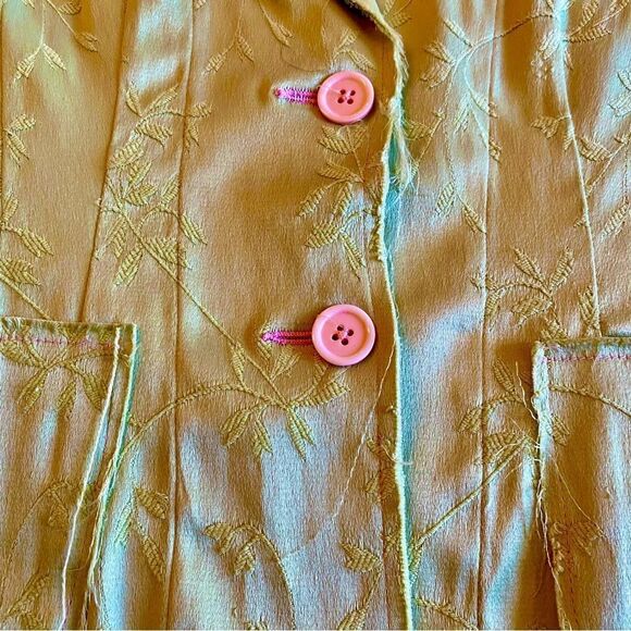 EUC Notice Green Raw Edged Blazer with Pink Buttons - Picture 6 of 12